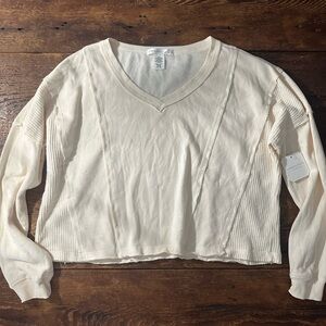 Altar’d State Cream V-Neck Long Sleeve